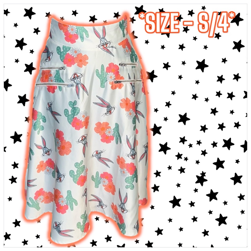 NWT: Unique Vintage X Looney Tunes - Bugs Bunny Cactus 40'S Swing Skirt (S/4)